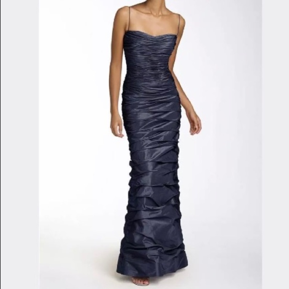 Teri Jon Silk Navy Prom dress Bridesmaid Gown SALE